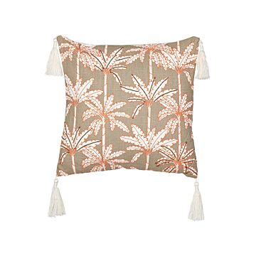 Scatter Cushion Multicolour Cotton 45 X 45 Cm Marine Palm Tree Pattern Square Polyester Filling Home Accessories Beliani