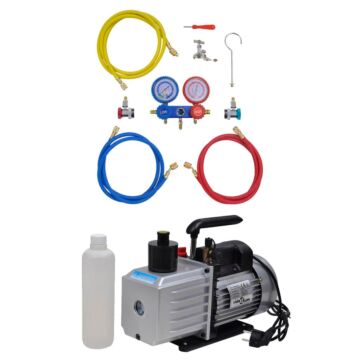 Vidaxl Vacuum Pump 100 L/min With 2-way Manifold Gauge Set In Tool Kit