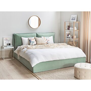 Eu Super King Size Ottoman Bed Green Velvet 6ft Upholstered Frame Cushion Back Storage Cosy Bedroom Modern Beliani