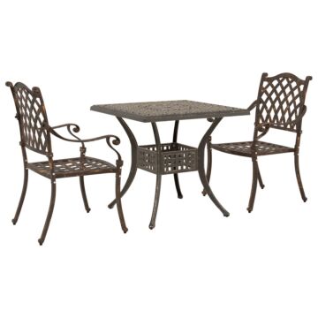 Vidaxl 3 Piece Garden Bistro Set Bronze Cast Aluminium