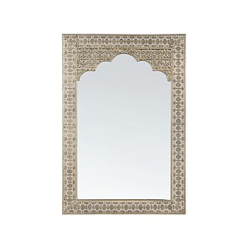 Wall Mounted Hanging Mirror Gold 60 X 90 Cm Moroccan Modern Rectangular Beliani
