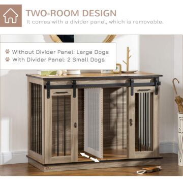 Pawhut Dog Crate Furniture For Large Dogs, Double Dog Cage For Small Dogs