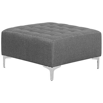 Ottoman Grey Tufted Fabric Modern Living Room Square Footstool Silver Legs Beliani