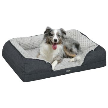 Pawhut Calming Dog Bed Pet Mattress W/ Removable Cover, Anti-slip Bottom, For Medium Dogs, 90l X 69w X 21hcm - Charcoal Grey