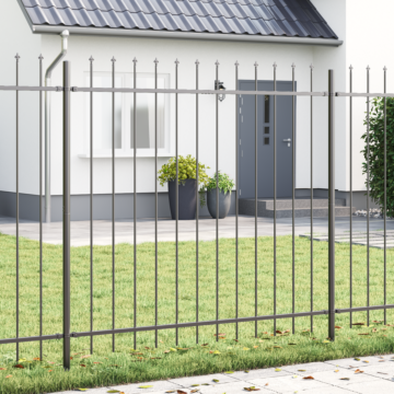Vidaxl Gray Garden Fence With Spear Top 8.5x1.5 M Steel