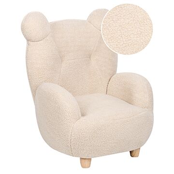 Animal Armchair Beige Polyester Upholstery Nursery Furniture Seat For Children Modern Design Bear Shape Beliani