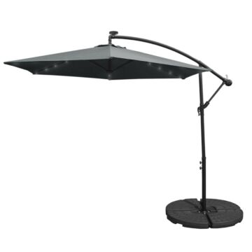 Grey 3m Led Cantilever Parasol With Fan Base