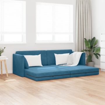 Vidaxl Floor Sofa Bed 2-in-1 Blue 213x144x60 Cm Velvet