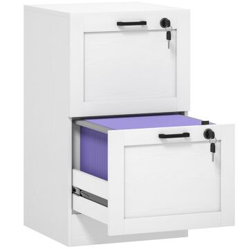 Homcom 2-drawer Filing Cabinet With Lock - White