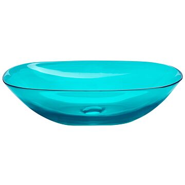 Countertop Wash Basin Turquoise Solid Surface 340 X 360 Mm Semi-transparent Bathroom Sink Beliani