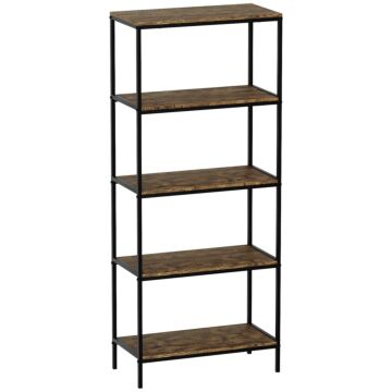 Vida Designs Brooklyn 5 Tier Bookcase, Dark Wood