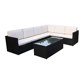 Berlin Black Corner Lounging Set - 3 Seater & 2 Seater Sofa, Table, 1pc Armless Chair