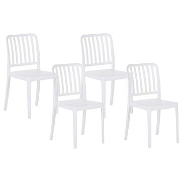 Set Of 4 Garden Chairs White Plastic Stackable Lightweight Indoor Outdoor Weather Resistant Beliani