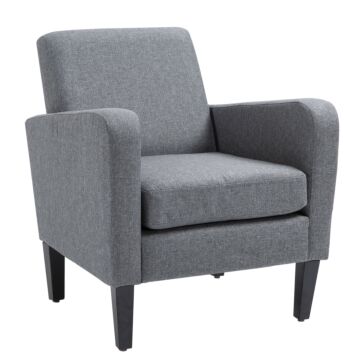 Homcom Linen Single Armchair, With Padded Seat - Grey