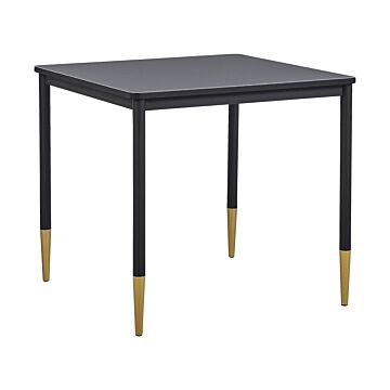 Dining Table Black Mdf Tabletop 80 X 80 Cm Square Kitchen Table With Metal Legs Glamour Style Beliani