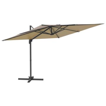 Vidaxl Led Cantilever Umbrella Taupe 400x300 Cm