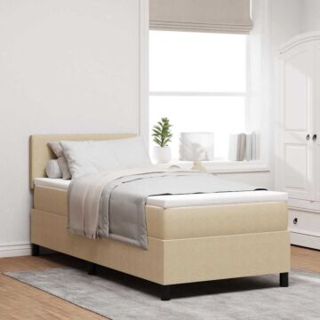 Vidaxl Box Spring Bed With Mattress Light Green Grey 80x200 Cm Corduroy Fabric