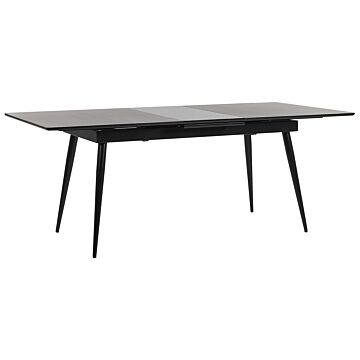 Dining Table Black Mdf Metal Legs Extending 160/200 X 90 Cm For 6 People Minimalist Design Beliani