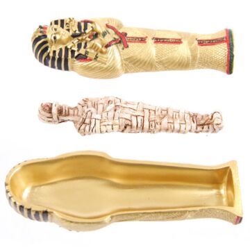 Gold Egyptian Tutankhamen Sarcophagus Trinket Box With Mummy