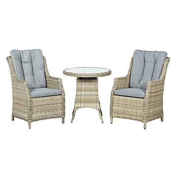 Wentworth 2 Seater Highback Comfort Round Bistro Set 70cm Round Table With 2 Highback Comfort Chairs Including Cushions