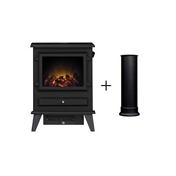 Adam Hudson Electric Stove In Black With Straight Stove Pipe