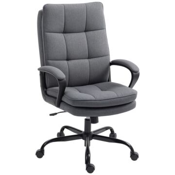 Homcom Double Padded Linen-look Office Chair - Charcoal Grey