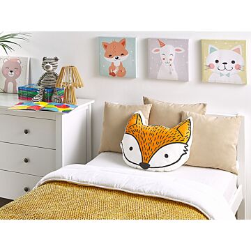 Set Of 2 Kids Cushions Orange Cotton 50 X 40 Cm Fox Shape Decorative Children Room Animal Print Beliani