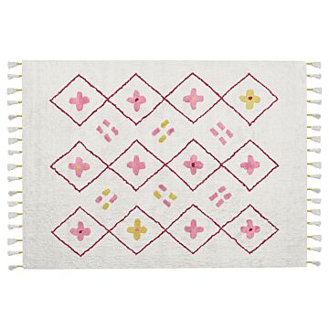 Area Rug Multicolour Cotton 160 X 230 Cm Rectangular With Tassels Geometric Pattern Boho Oriental Style Beliani