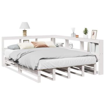 Vidaxl Bookcase Bed Without Mattress White 140x190cm Solid Wood Pine