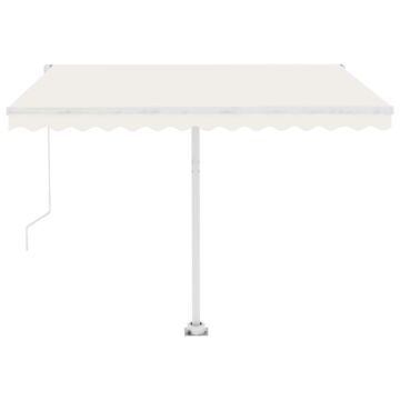 Vidaxl Freestanding Manual Retractable Awning 300x250 Cm Cream