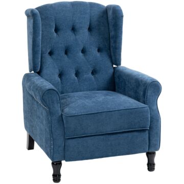 Homcom 150° Reclining Vintage Armchair, With Footrest, Royal Blue