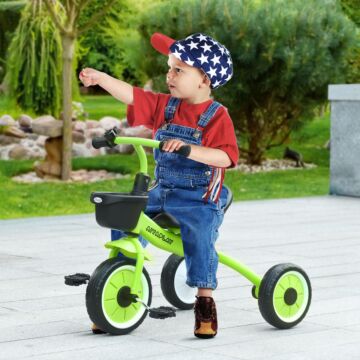 Aiyaplay Kids Trike, Tricycle, With Adjustable Seat, Basket, Bell, For Ages 2-5 Years - Green