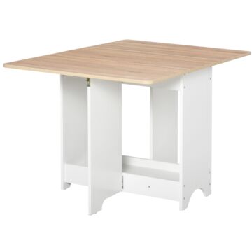 Homcom Foldable Dining Table Drop-leaf Folding Desk Side Console With Storage Shelf For Kitchen,dining Room