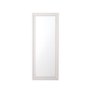 Wall-mounted Hanging Mirror White With Silver 50 X 130 Cm Vertical Living Room Bedroom Dresser Gesso Finish Beliani