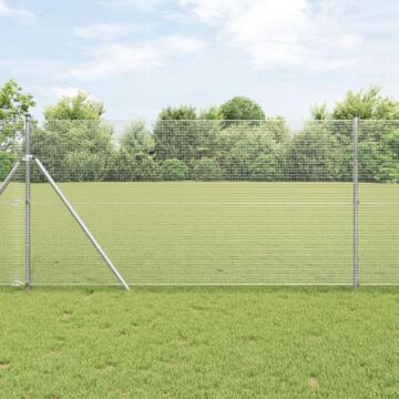 Vidaxl Welded Wire Fence With 13 Posts 1.2x50 M Galvanised Steel