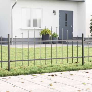 Vidaxl Garden Fence With Hoop Top - Grey, 13.6 X 0.75 M, Steel