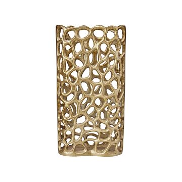 Decorative Table Vase Gold Metal Narrow Shape Openwork Design Home Accessory Beliani