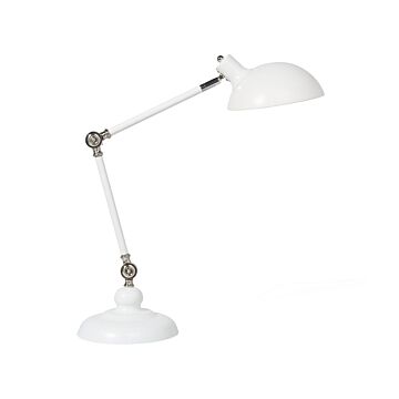 Desk Lamp White Metal 80h Cm Adjustable Arm Table Lamp Beliani