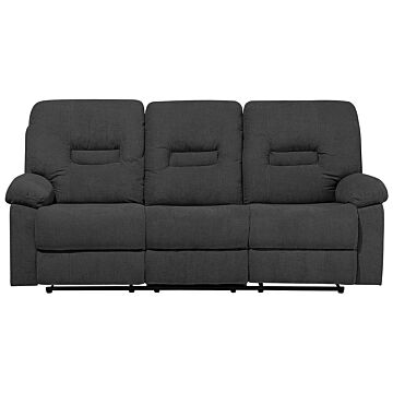 Recliner Sofa Dark Grey 3 Seater Manually Adjustable Back And Footrest Beliani