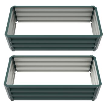 Outsunny Steel Raised Beds For Garden, Outdoor Planter Box, Set Of 2, For Flowers, Herbs And Vegetables, Green