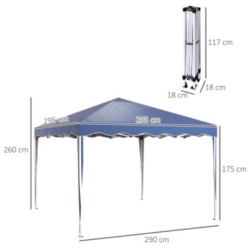 Outsunny 3 X 3m Pop Up Gazebo, Outdoor Camping Gazebo Party Tent With Carry Bag