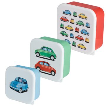 Lunch Boxes Set Of 3 (m/l/xl) - Retro Fiat 500