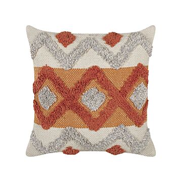 Decorative Cushion Multicolour Cotton 40 X 60 Cm Boho Geometric Pattern Handmade Accent Piece Beliani