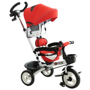 Homcom 4-in-1 Kids Tricycle Stroller W/ Canopy-red