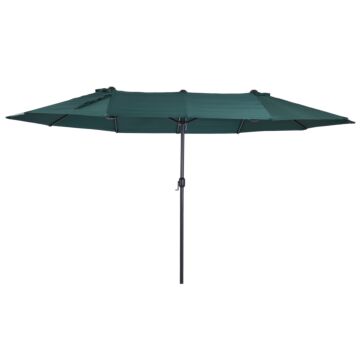 Outsunny 4.6m Garden Parasol Double-sided Sun Umbrella Patio Market Shelter Canopy Shade Outdoor Green