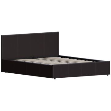 Vida Designs Lisbon King Size Ottoman Faux Leather Bed, Brown