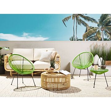 Set Of 2 Garden Chairs Green Pe Rattan Papasan Modern Beliani