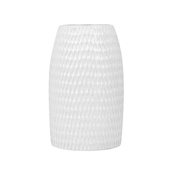 Decorative Table Vase White Stoneware 25 Cm Beliani