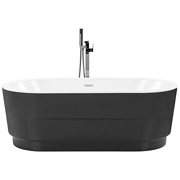 Freestanding Bath Black Sanitary Acrylic Oval Single 170 X 80 Cm Modern Design Minimalist Beliani