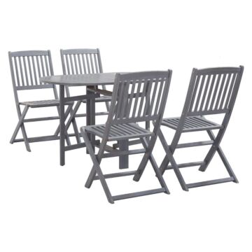 Vidaxl 5 Piece Garden Dining Set Solid Acacia Wood Grey